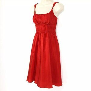 Moulinette Soeurs Anthropologie Silk Red Dress  Women's Sz 2 Tie Strap Detail